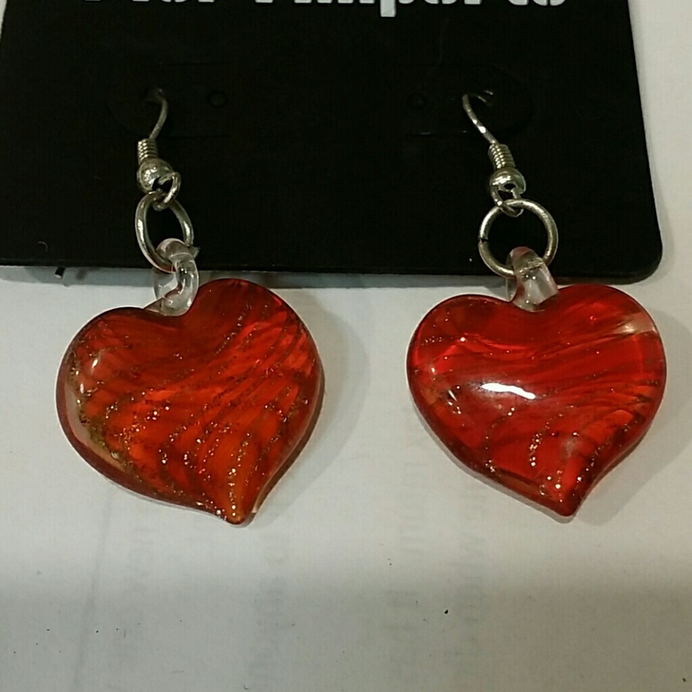 Red heart shaped earings